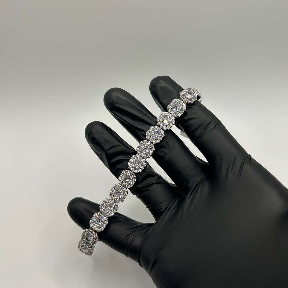 Moissanite Silver Square Cut Tennis Bracelet 7 Inch Womens VVS1 Crazy Shine